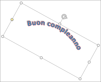 Rotazione di WordArt con il punto di manipolazione di rotazione