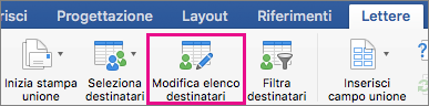 Fare clic per modificare l'elenco destinatari