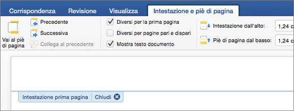 Area dell'intestazione di un documento