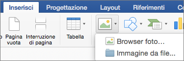 Opzione Immagine da file evidenziata nella scheda Inserisci.