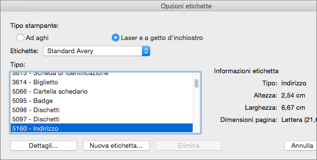 Selezionare un marchio di etichetta e quindi il numero di prodotto specifico.