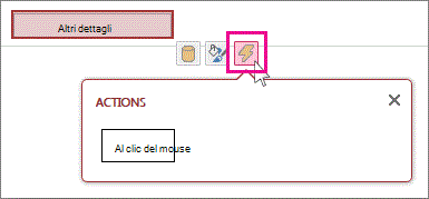 Pulsante Azioni per un pulsante di comando in una visualizzazione.