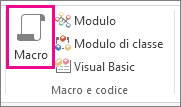 Pulsante Macro nella scheda Crea.
