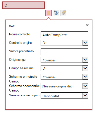 Tutte le proprietà disponibili nella casella di proprietà
