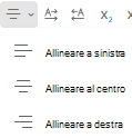 Menu Allinea in Outlook sul web.