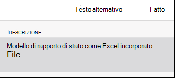 Finestra di dialogo Testo alternativo per un file incorporato in OneNote per iOS.