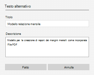 Esempio di testo alternativo per un file incorporato in OneNote per Windows 10.