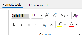 Gruppo Formato testo in Outlook.