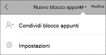 Pulsante Impostazioni in Blocchi appunti su iPhone.