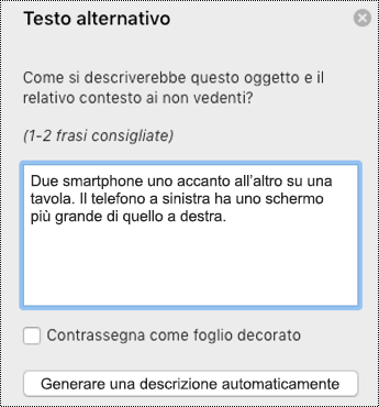 Testo alternativo in PowerPoint per Mac