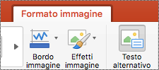 Pulsante Testo alternativo sulla barra multifunzione di PowerPoint per Mac