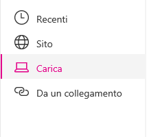 Screenshot della selezione del percorso file in Sharepoint.