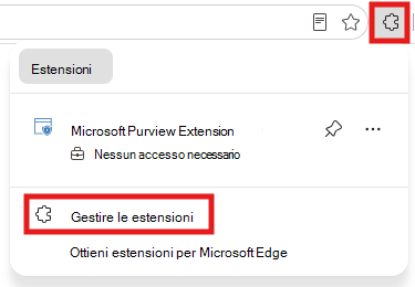 Screenshot di Gestisci estensioni.