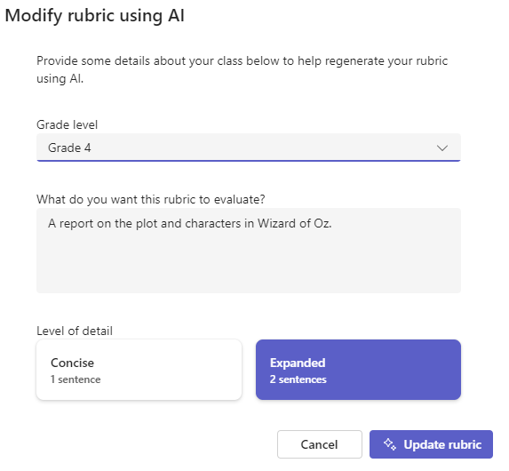modify rubric using ai