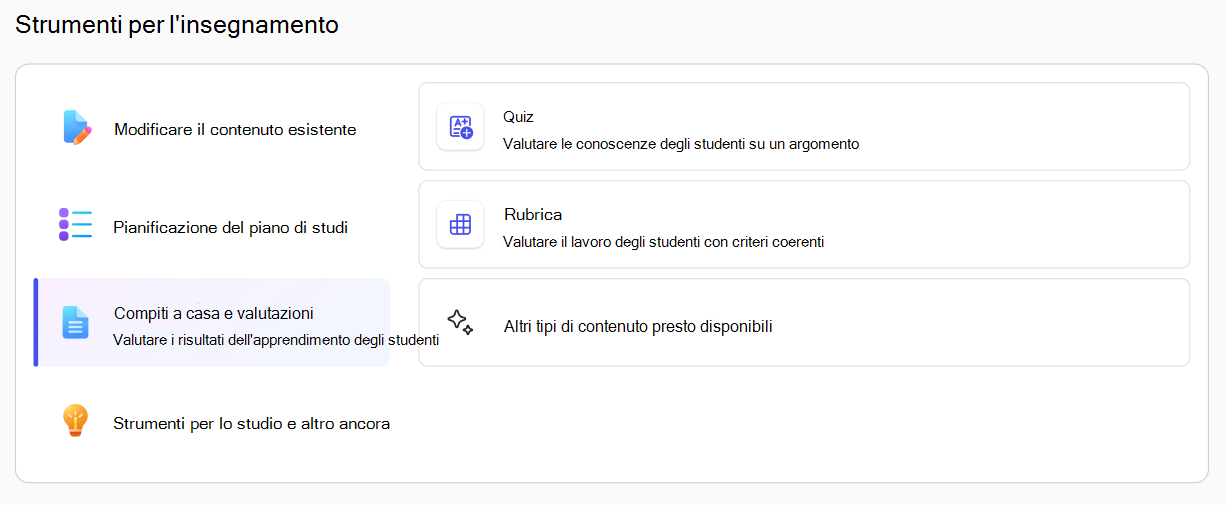 Strumenti di insegnamento in Teach