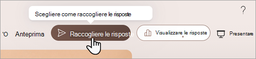 Screenshot che mostra dove è possibile impostare come raccogliere le risposte in Microsoft Forms.