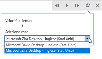 Screenshot della lettura della selezione vocale.