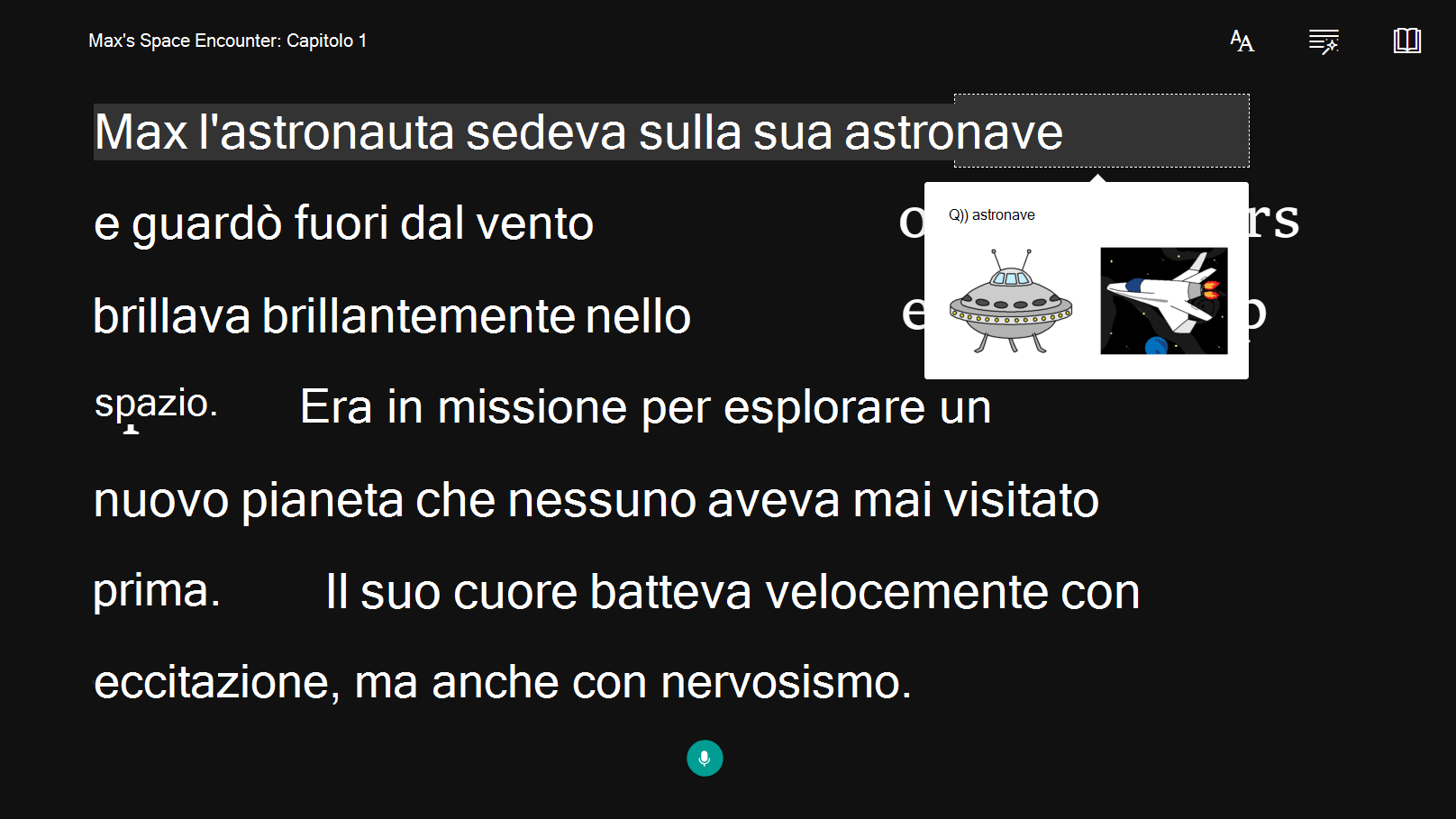 Screenshot dell'opzione di accessibilità.