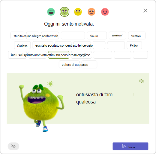 Rispondi al check-in - seleziona un mostro di sentimenti