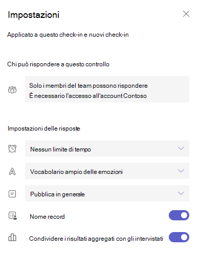 Screenshot delle impostazioni.