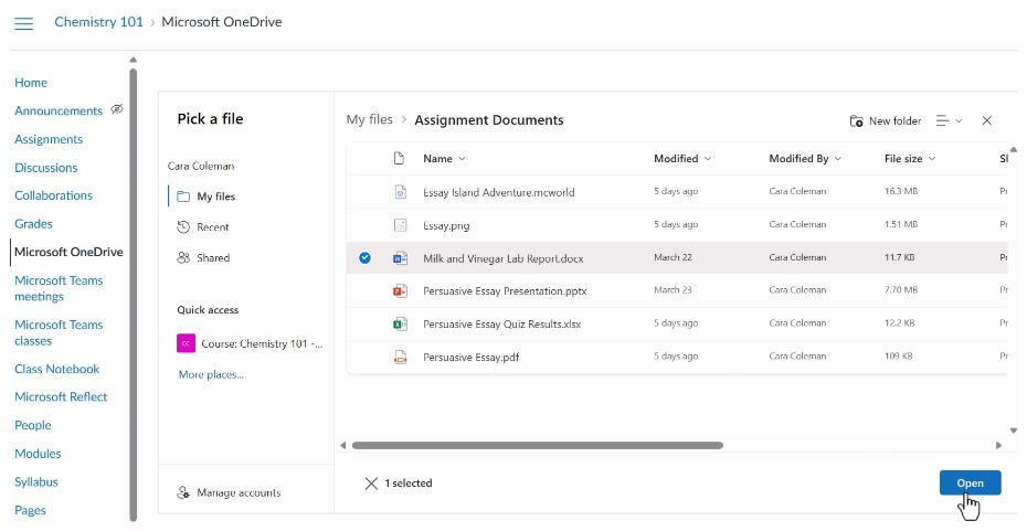 Screenshot of onedrive.