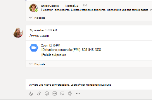 Collegamento Zoom nel canale Di Microsoft Teams