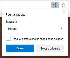 Riquadro Microsoft Translator che mostra lo stato della traduzione.