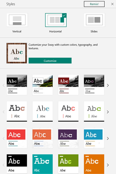 Progettazione e stili per Sway