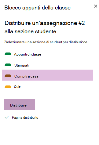 Esempio di assegnazione distribuita in OneNote per il web
