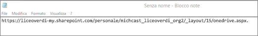Screenshot dell'URL.