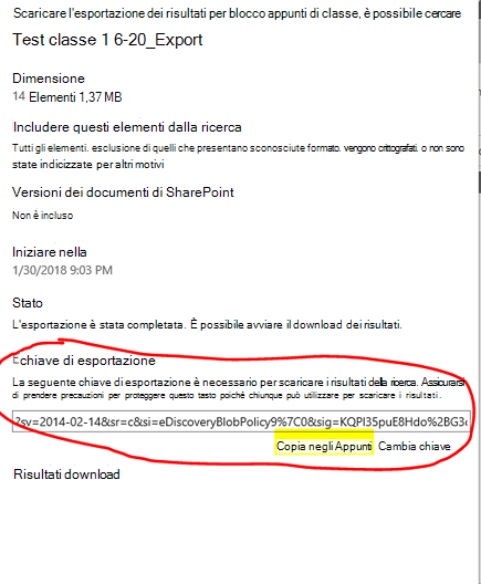 Scarica i risultati