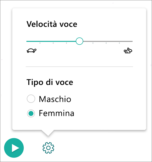 Screenshot delle impostazioni vocali.