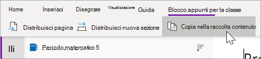 Selezionare Copia nella raccolta contenuto.
