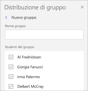 Selezionare le caselle di controllo accanto ai nomi degli studenti.