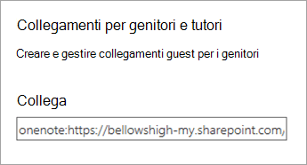 Collegamento ipertestuale dei collegamenti per genitori e tutori in Gestisci blocchi appunti.