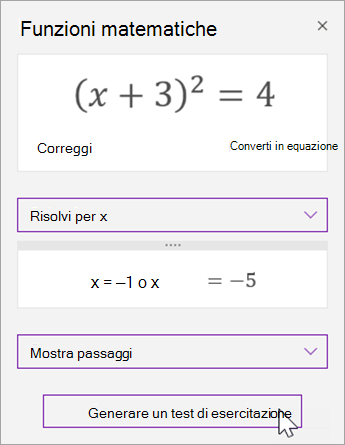Selezionare Genera un test di esercitazione.