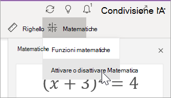 Attivare o disattivare Matematica