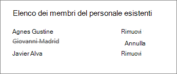Rimuovere un membro del personale da Blocco appunti per personale