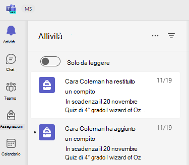 Screenshot dell'attività.