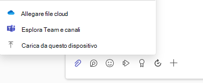 Screenshot che mostra il menu opzioni File allegato.