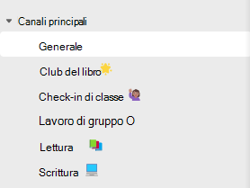 Screenshot dei canali.