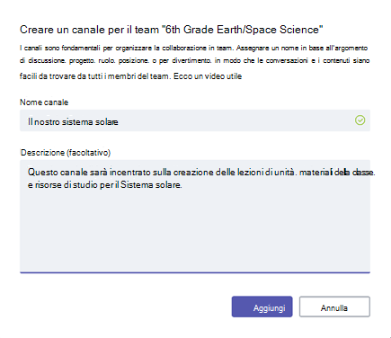 Creare un canale
