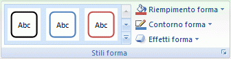 Barra multifunzione di Excel con una selezione di stili di forma
