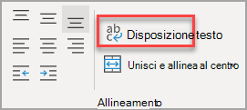 Pulsante Testo a capo nel gruppo Allineamento