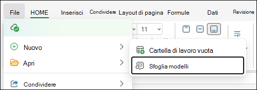 Cercare modelli per Excel per il web