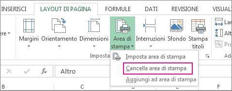 Cancella area di stampa