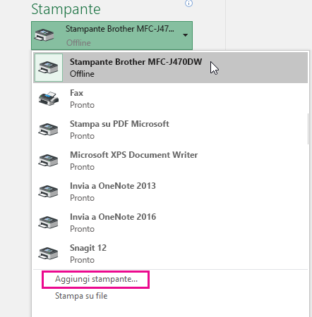 Fare clic su Aggiungi stampante per aggiungere la stampante scelta.