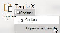Per copiare un intervallo di celle, un grafico o un oggetto, passare a Home > Copia > come immagine.