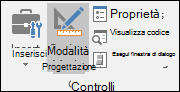 Modalità Progettazione sulla barra multifunzione