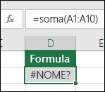 Excel visualizza un errore di #NAME? quando un nome di funzione contiene un errore di digitazione